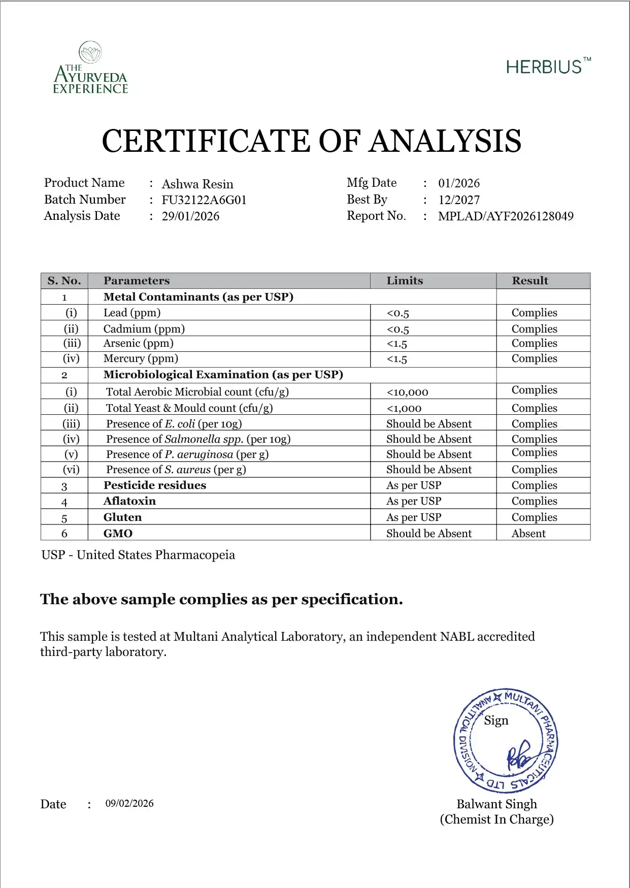 COA certificate