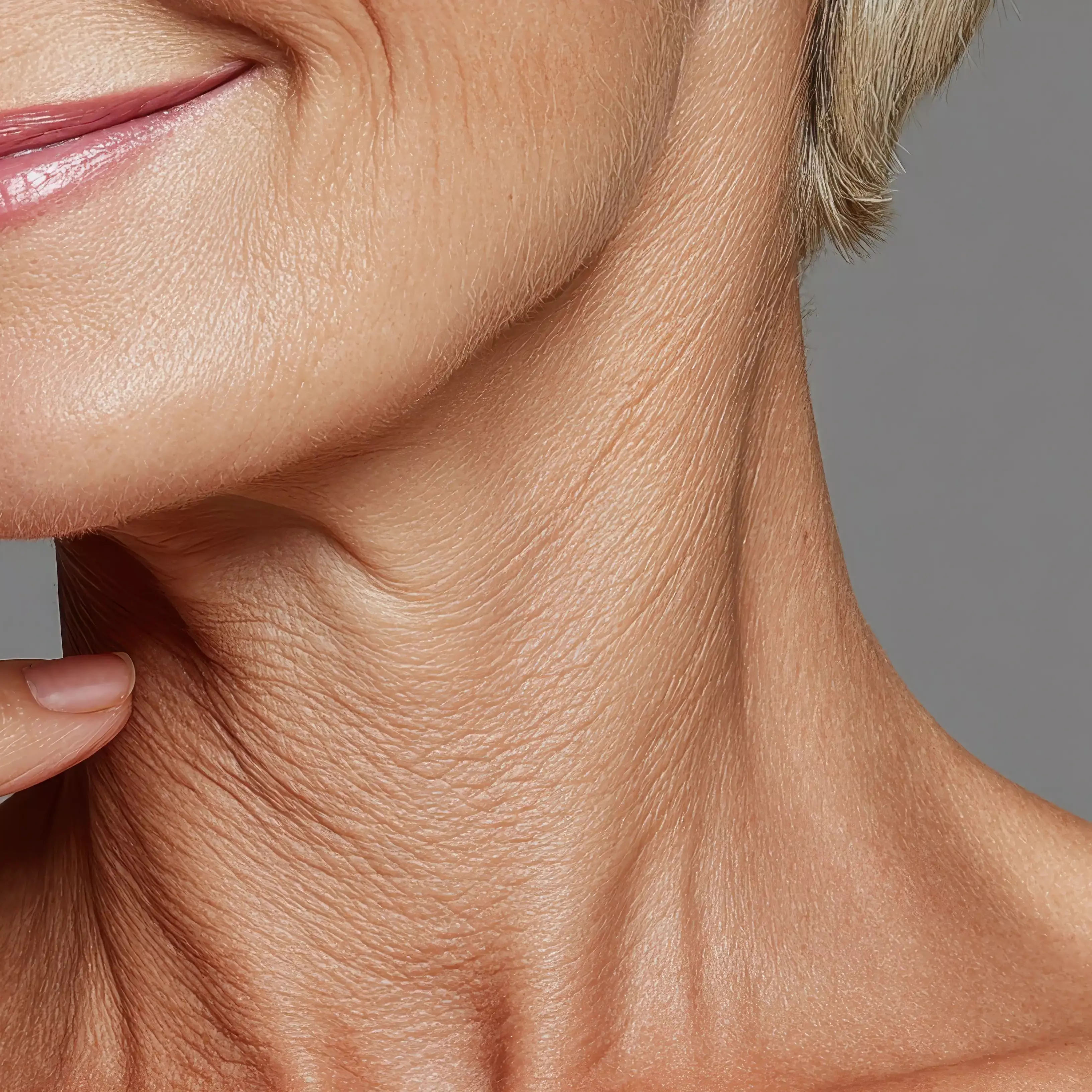 Stock image of crepey-looking neck