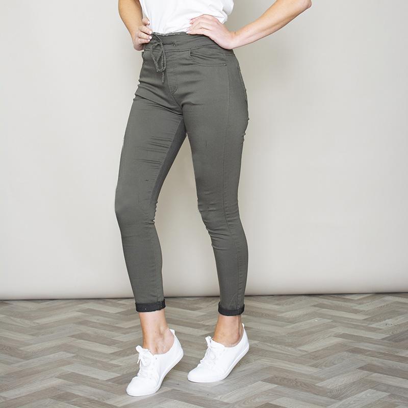Dana Drawstring Jeggings Plain (Khaki)
