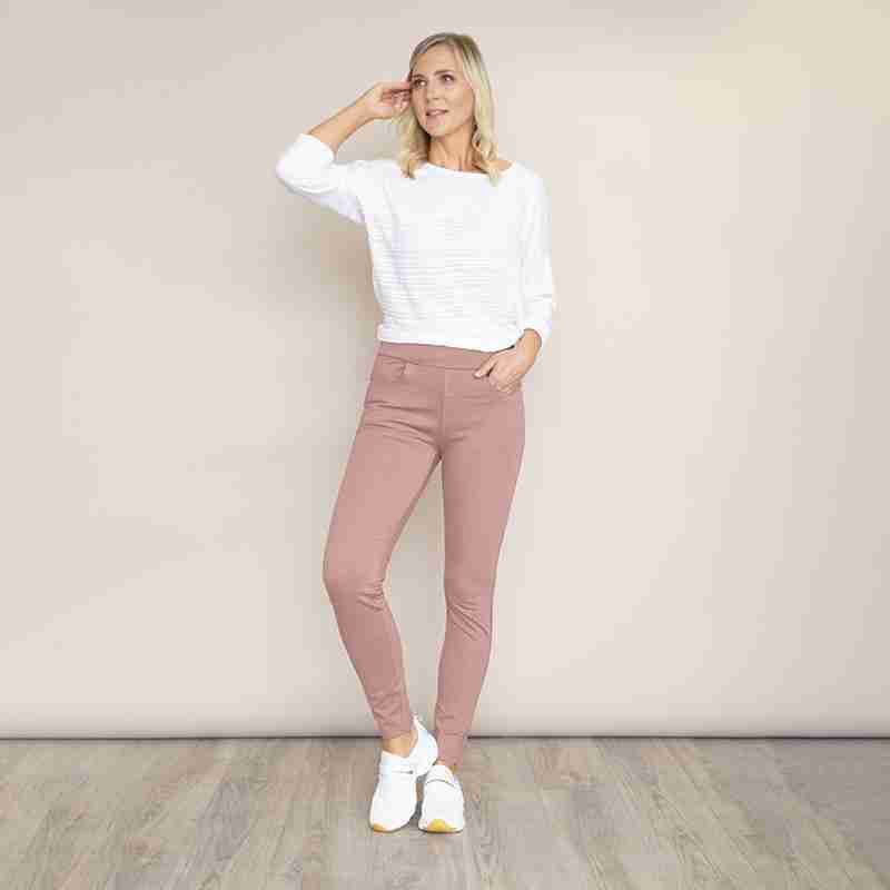 Ann's Stretch Waist Trousers(Dusty Rose Pink)