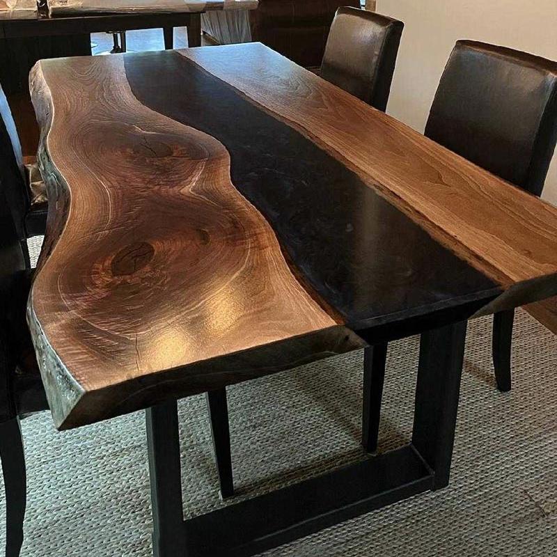 Live Edge Table with Black Epoxy River