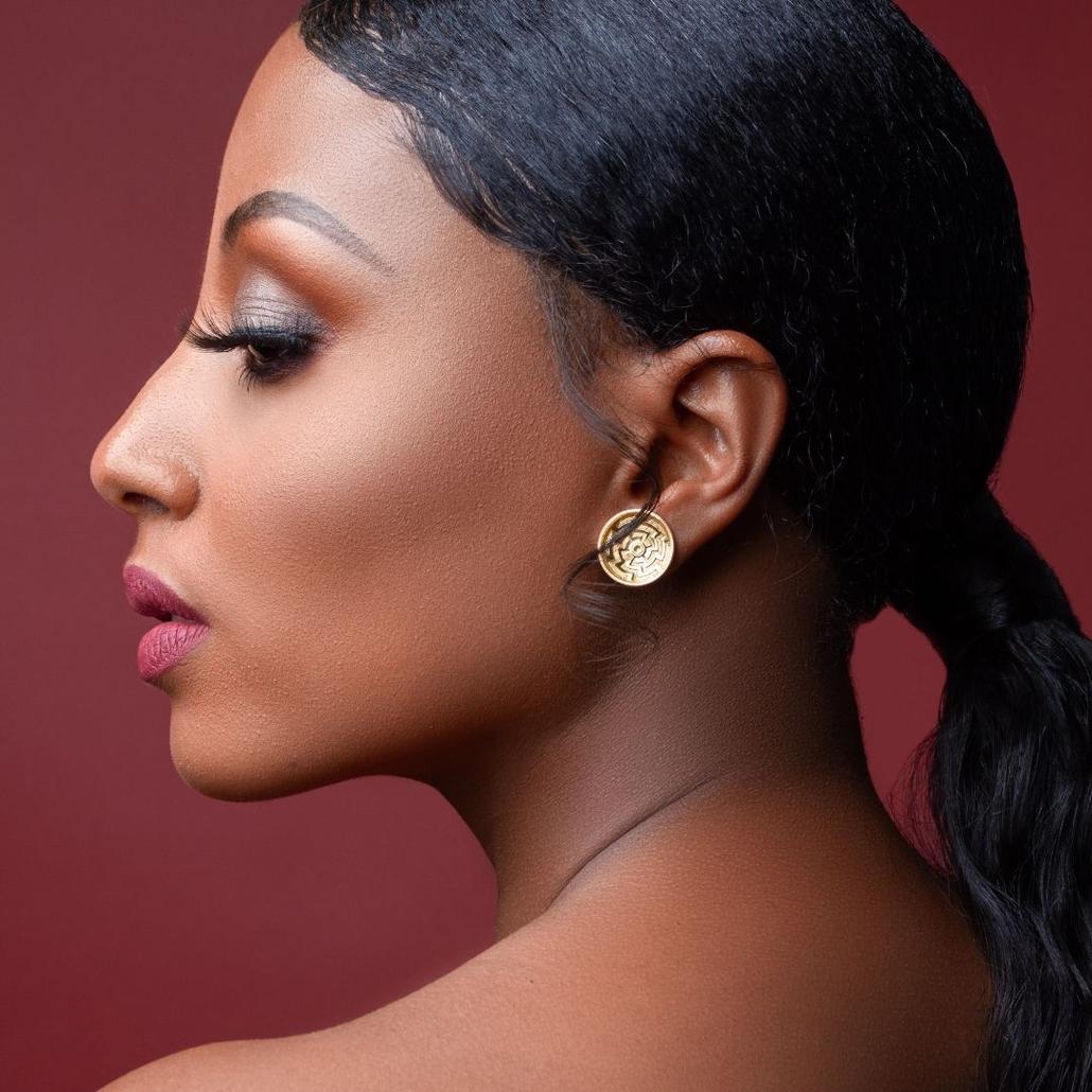Model Wearing Yenaé Sefed Stud Earring