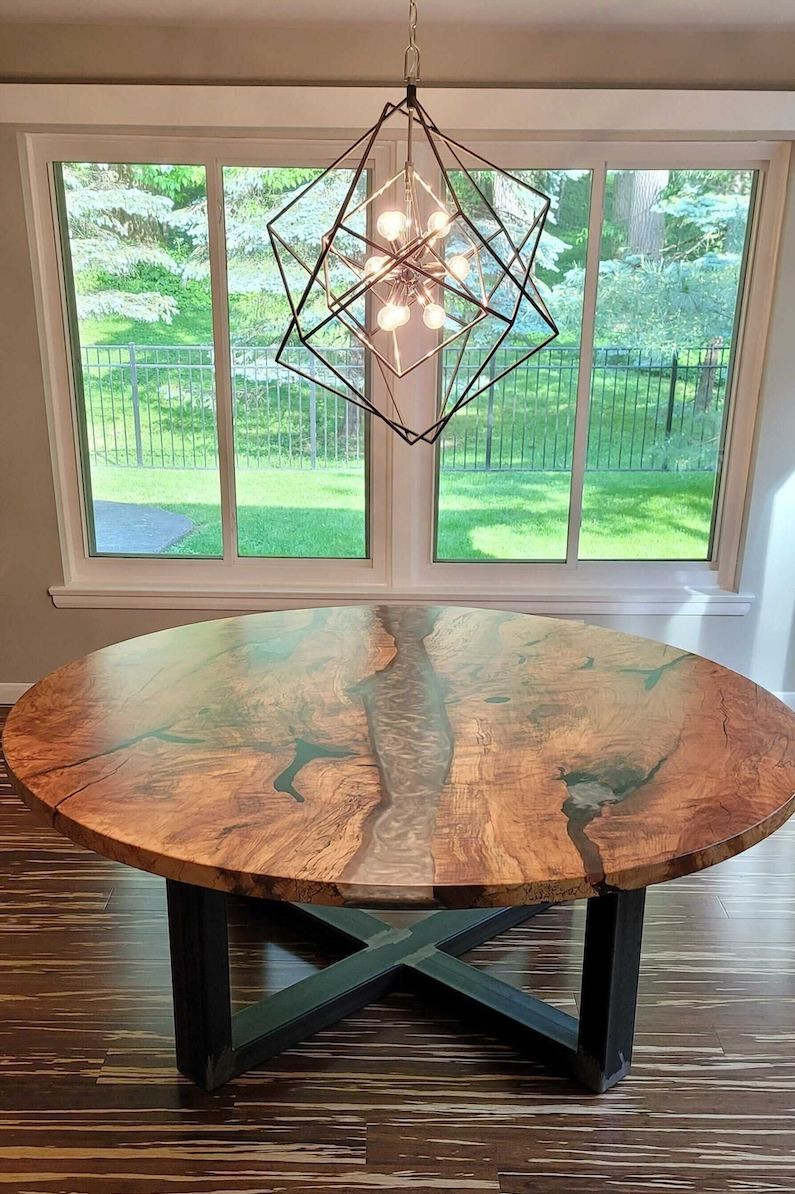 custom epoxy round dining table