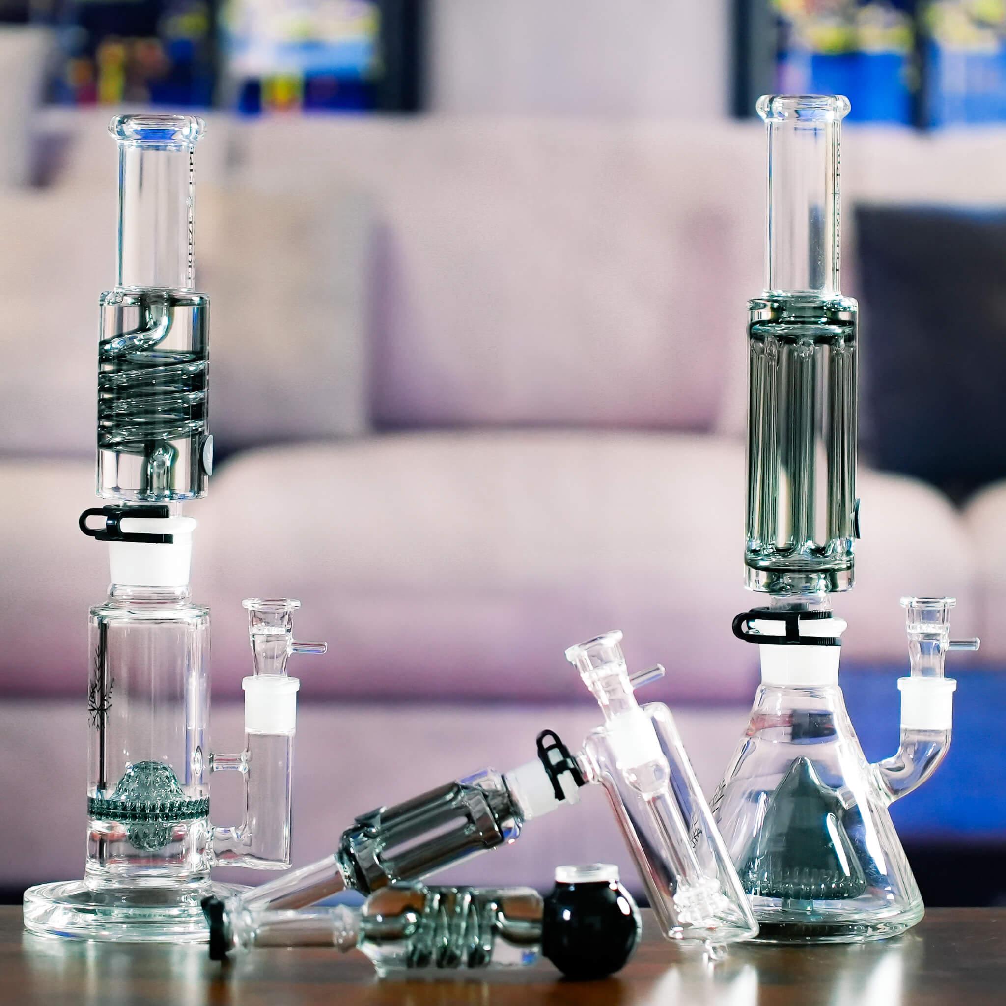 glass pieces on table