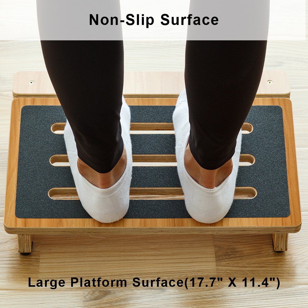 StrongTek Foot Rest Under Desk, Desk Footrest, Rocking Foot Nursing Stool,  Rocker Balance Board, Natural Wood, Non-Slip, Ergonomic Pressure Relief for