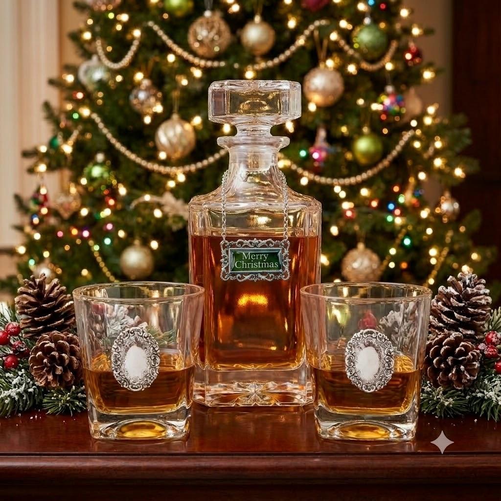 Merry Christmas Holiday Decanter Set