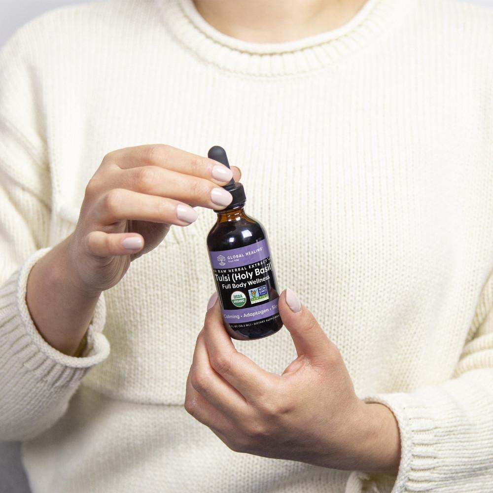 Global Healing Tulsi/Holy Basil Bottle In Hand