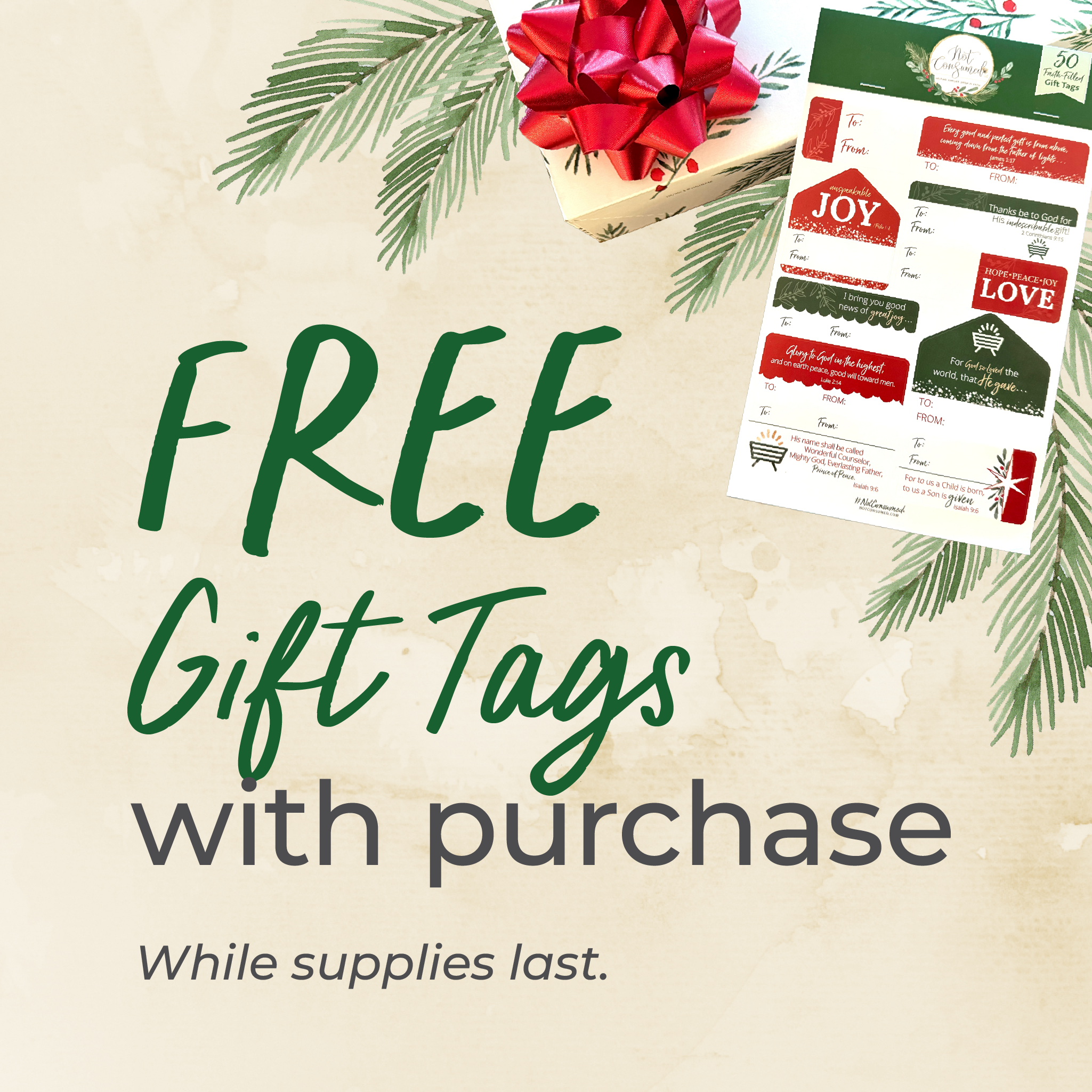 Free gift tags with purchases
