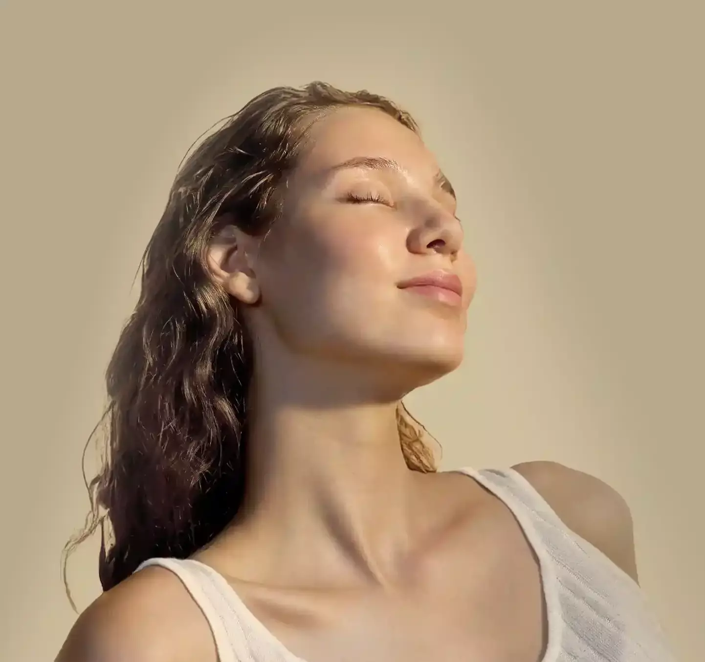 women posing with eyes closed
