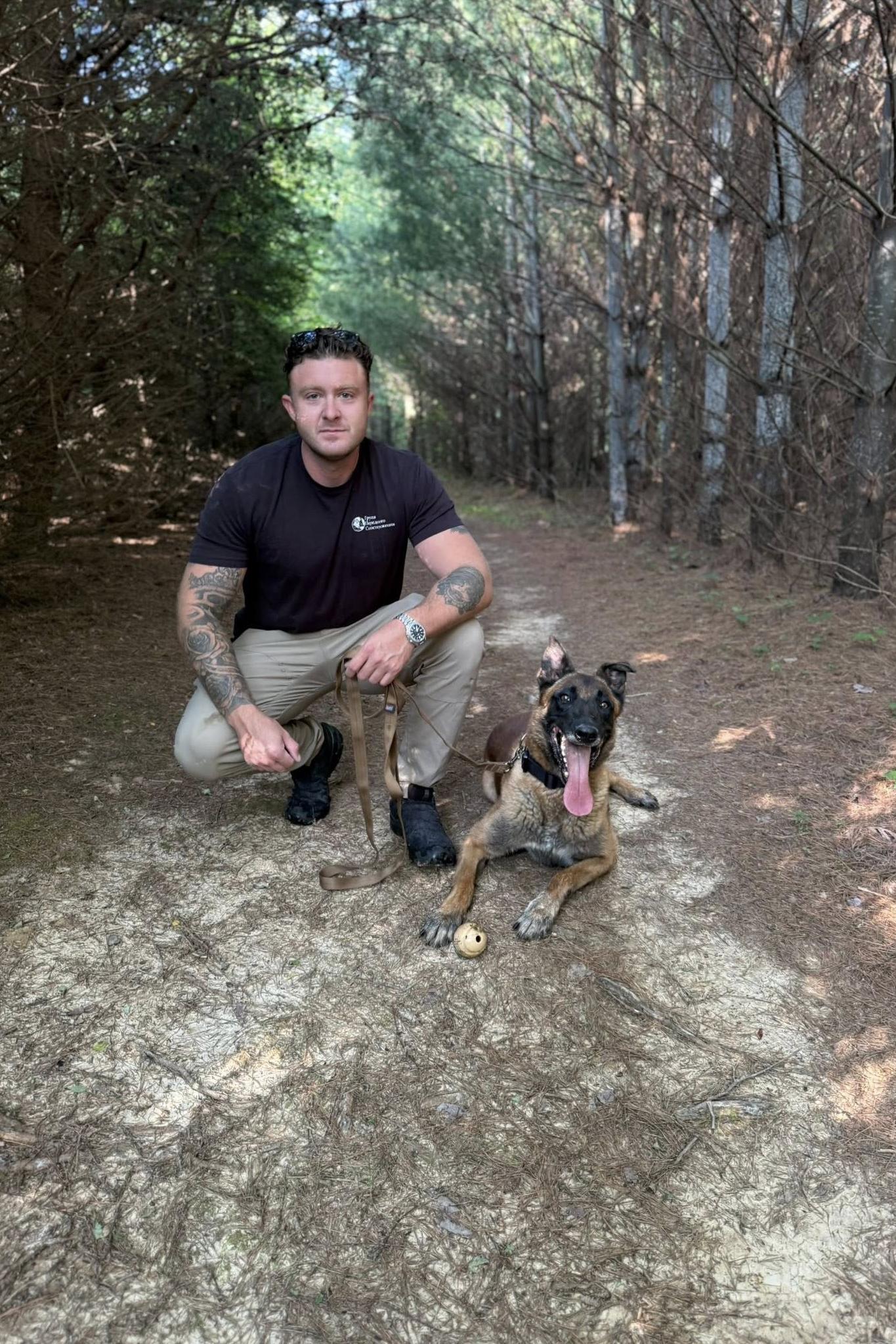 bond and his adopter on trails