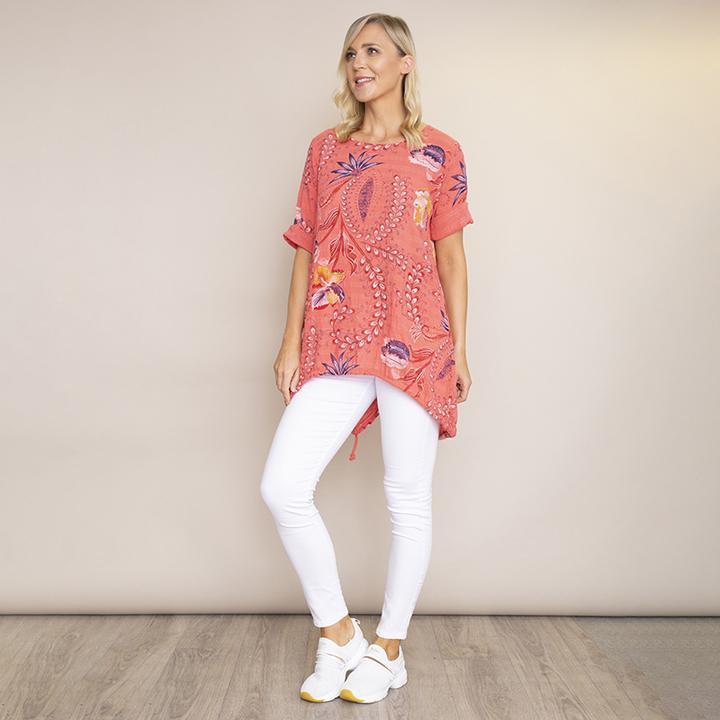 Lily Cotton Top (Coral)