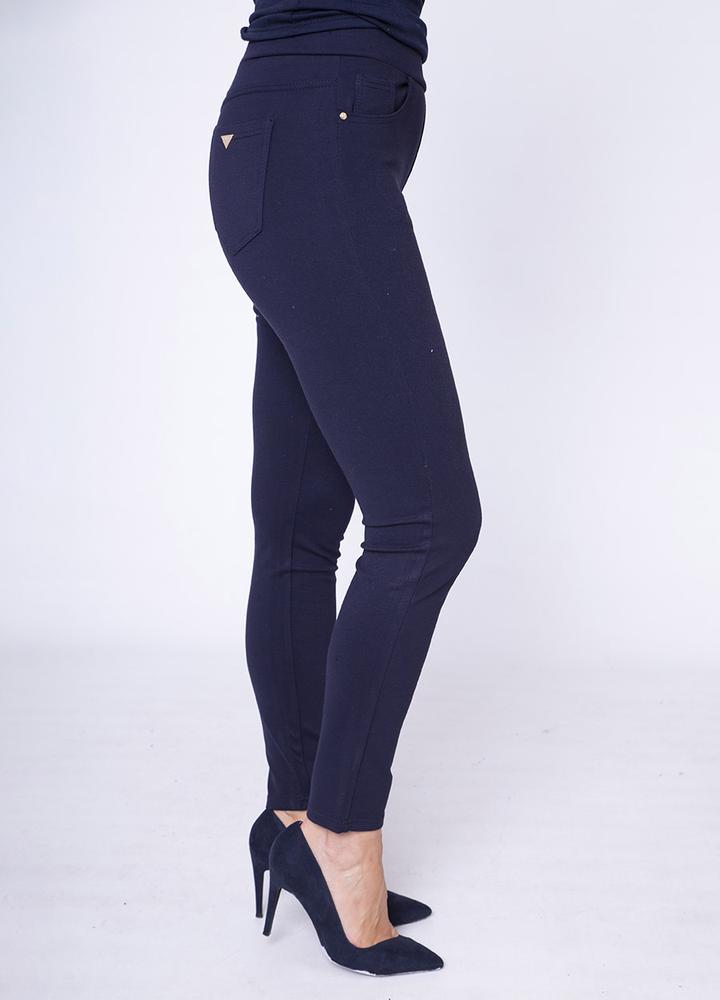 Stretch Waist Stud Pocket Trouser in Navy