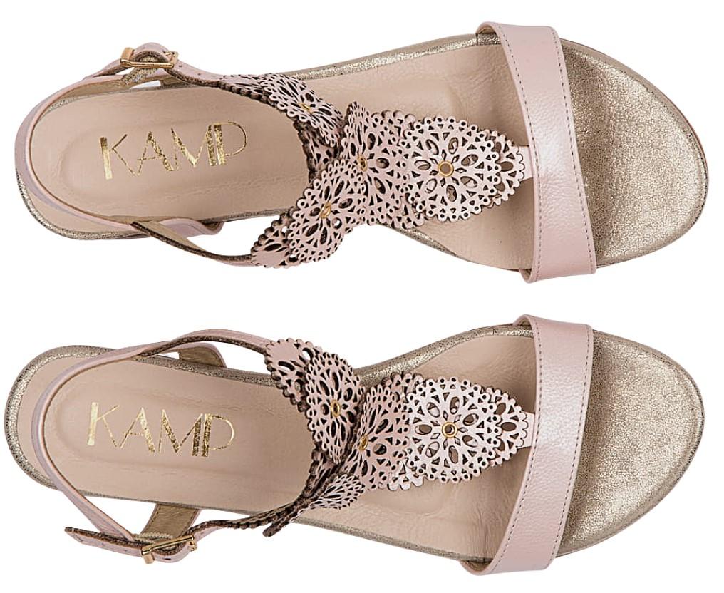Freya - Women flat leather sandals - Reindeer Leather