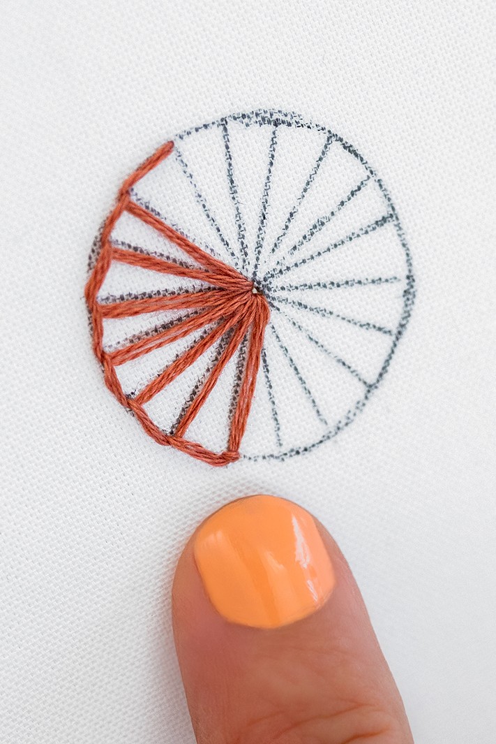 A 1/4 buttonhole wheel shape has been created.