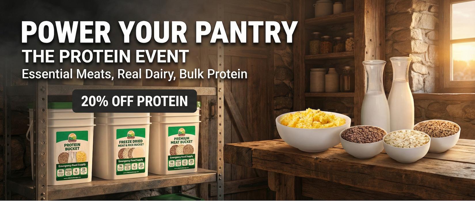 valley food storage protein sale 20% off all protein