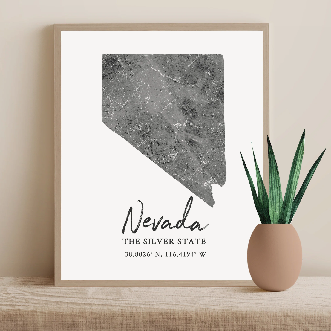 Nevada State Map Silhouette print