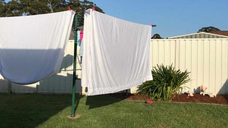 Rotary Clothesline Accommodating Larger Items (e.g., King Size Sheets)
