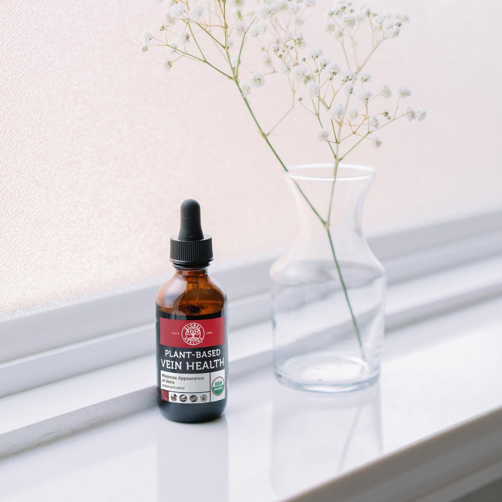 Global Healing Plant Based Vein Health Bottle In Window