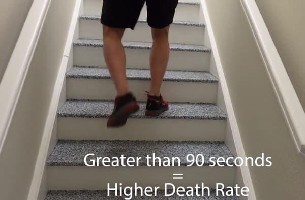 Fit Man Shorts Running Up Stairs in Building Greater than 90 seconds higher death rate