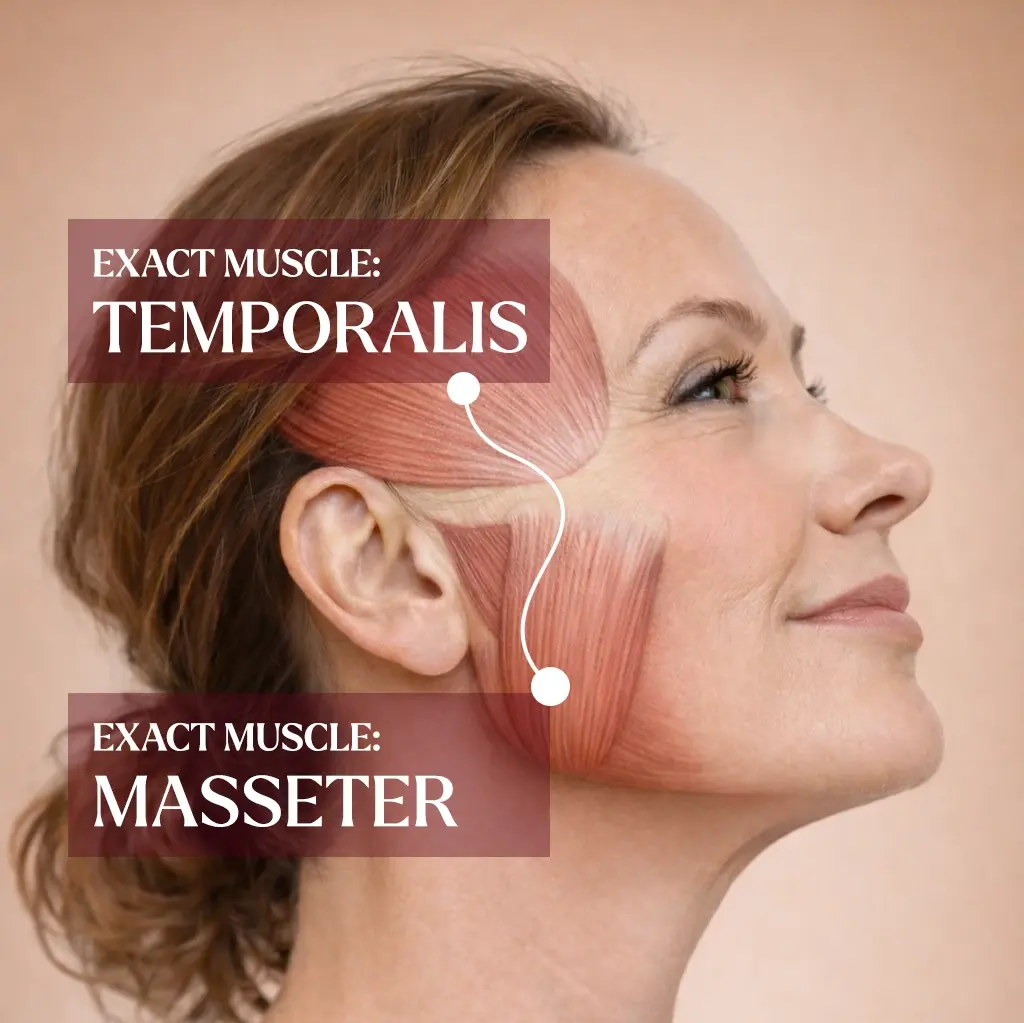 Women showing Temporalis Muscle and Masseter Muscle