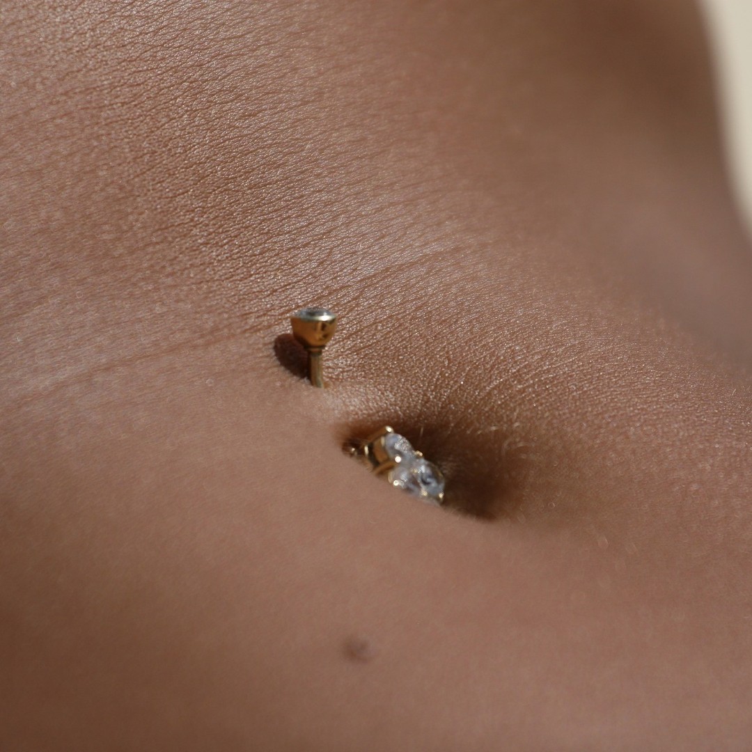 A healthy belly button piercing