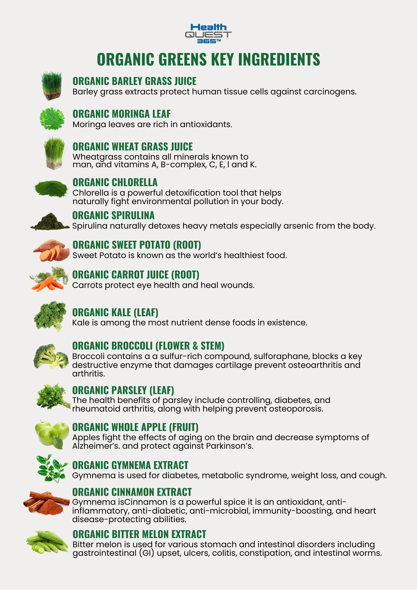 Vegetable powder key ingredients