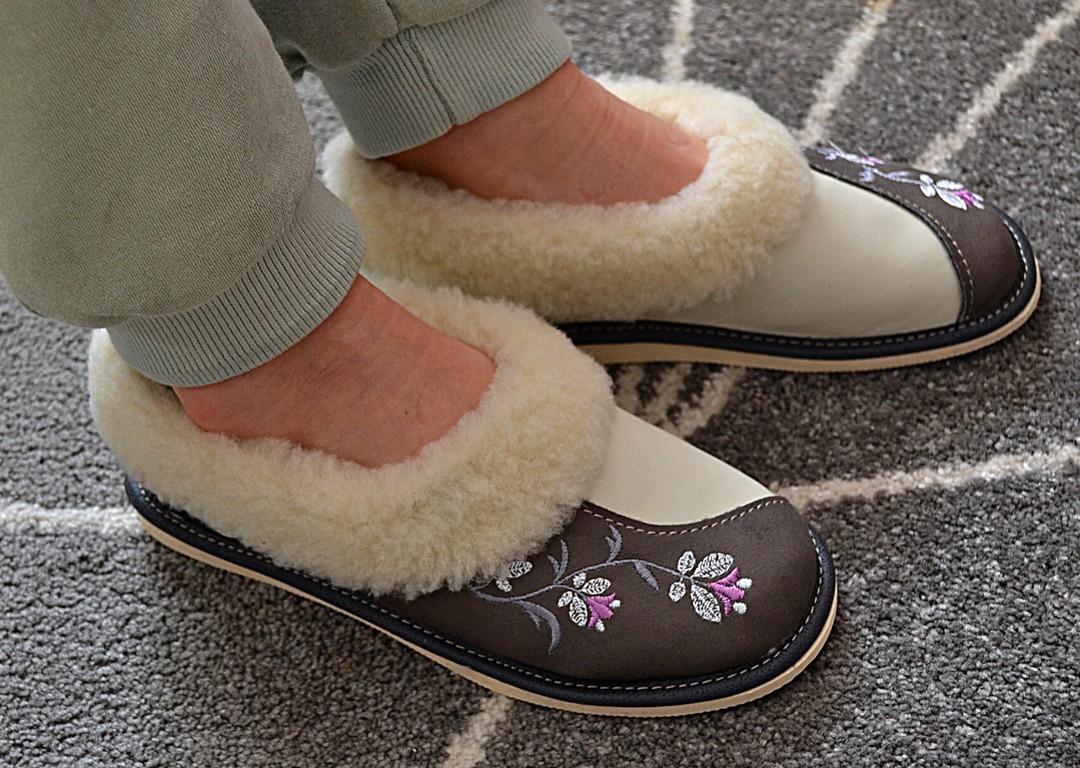 muis of rat jazz grote Oceaan Nyra - Women comfy house slip-on slippers shoes - Reindeer Leather