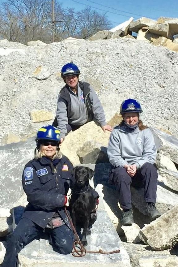 k9 chilly sky with rescuers