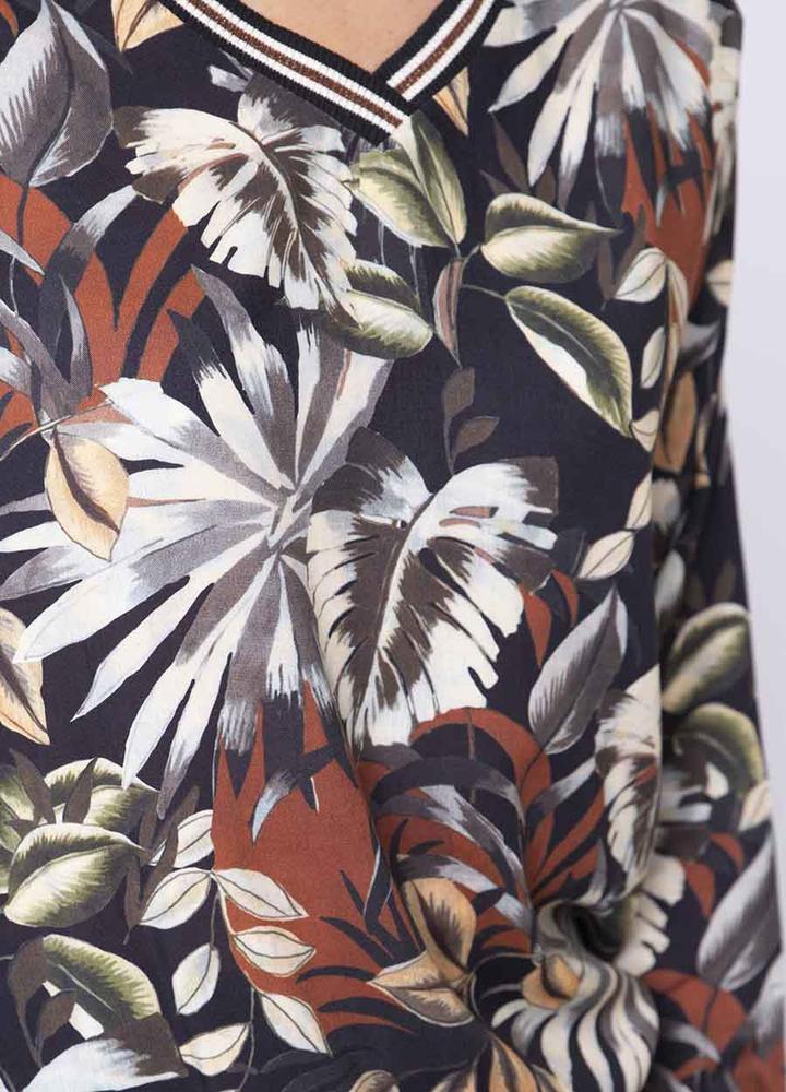Leaf Print Top in Brown