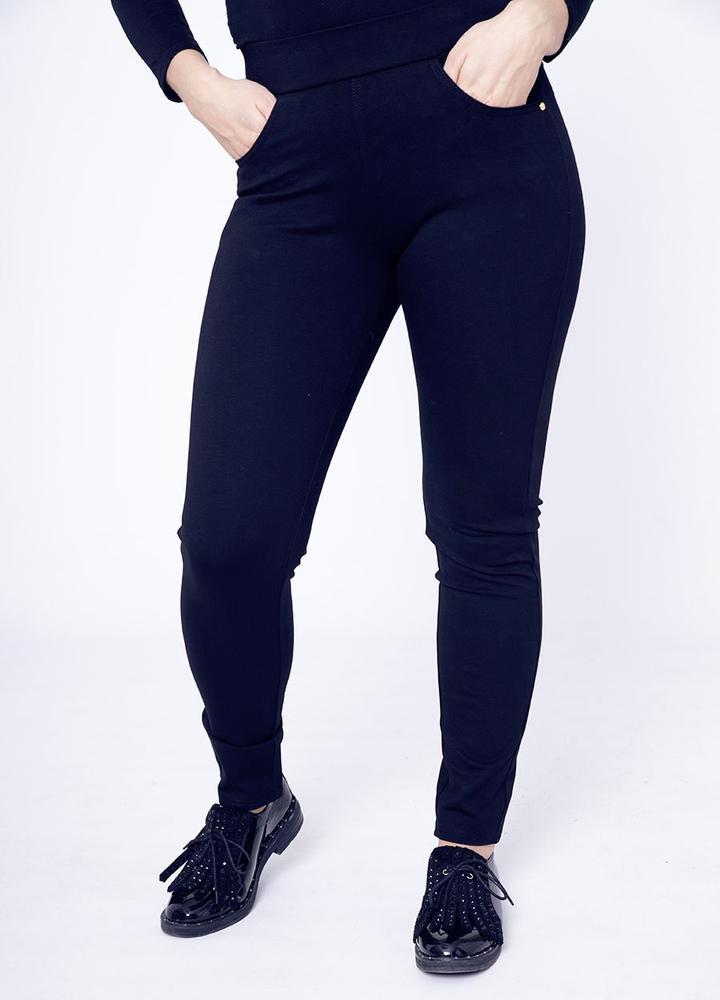 Stretch Waist Stud Pocket Trouser in Navy