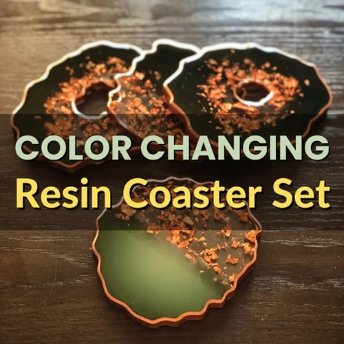 How to create a color changing coaster set using Art 'N Glow resin and thermochromic pigment.