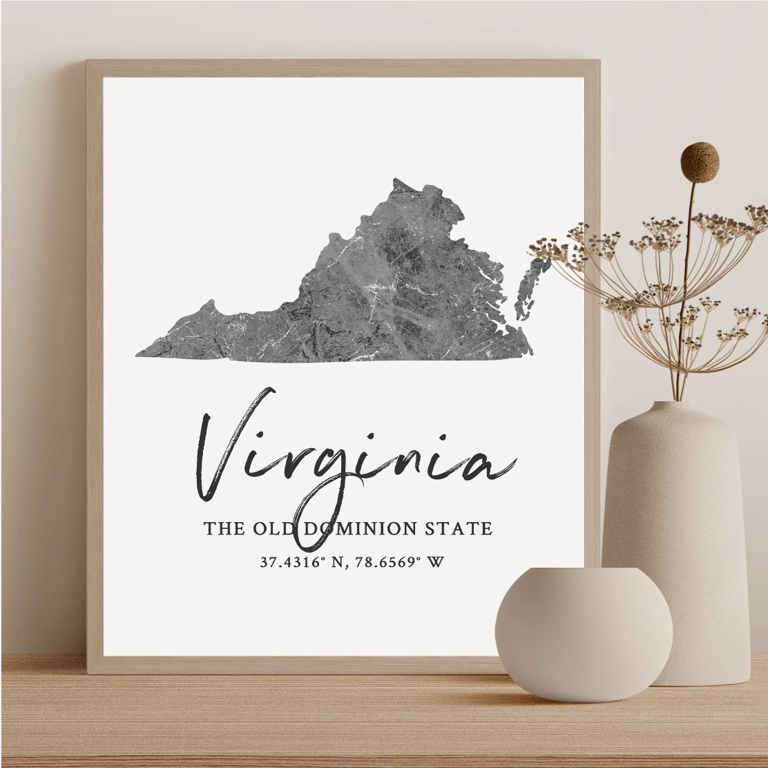 Virginia State Map Silhouette print