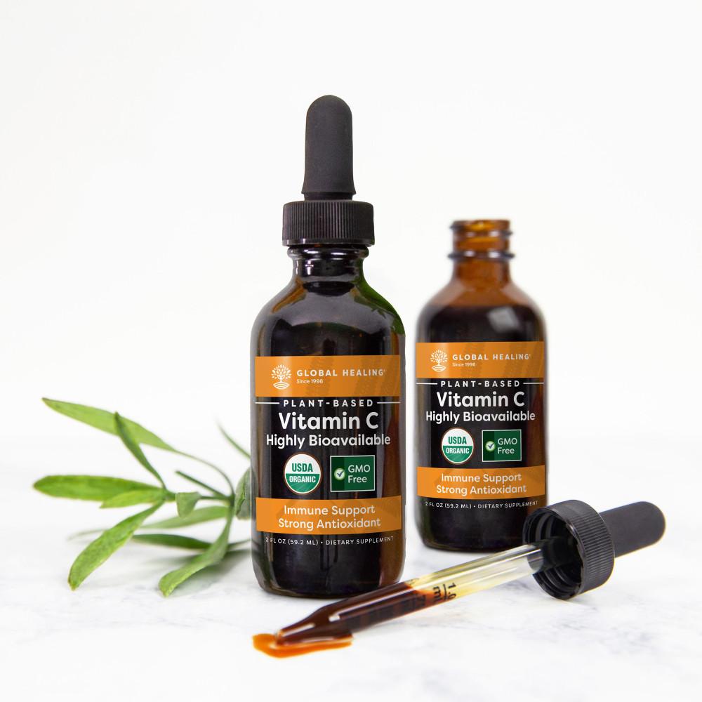 Global Healing Plant-Based Vitamin C Open Bottle 2oz