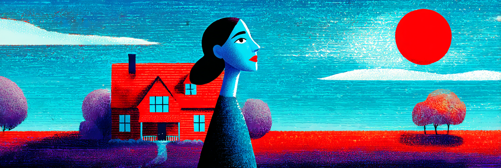 A woman outside her house, soaking in the morning sun to prevent genetic insomnia.