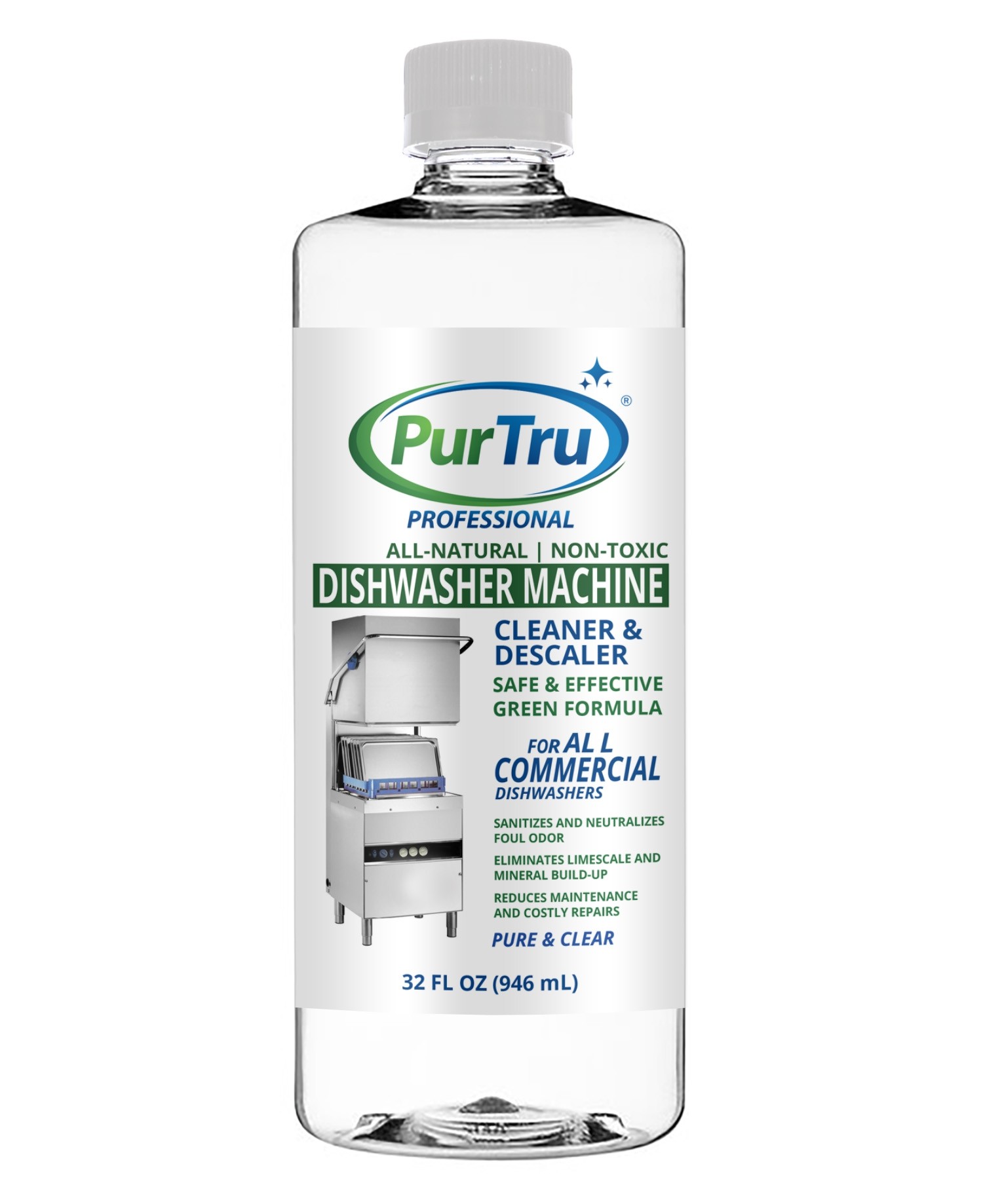 PurTru® PROFESSIONAL Dishwasher Machine Cleaning & Descaling Solution 32 Fl Oz