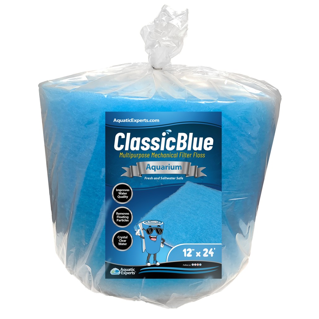 Classic Bonded Aquarium Filter Pad - Blue and White Aquarium Filter Media Roll Bulk Can Be Cut to Fit Most Filters, Made in USA