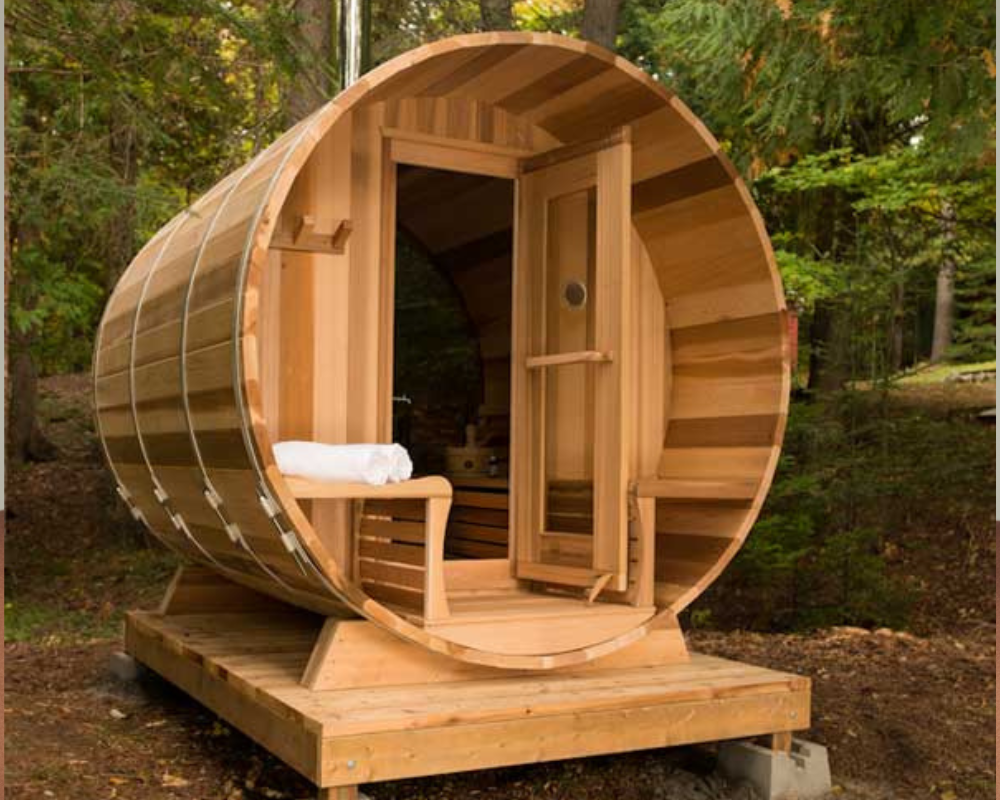 DUNDALK LEISURECRAFT CLEAR RED CEDAR BARREL SAUNA