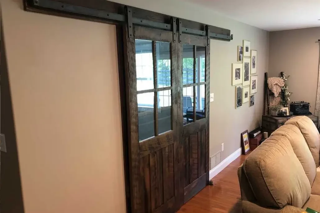 double barn doors with glass