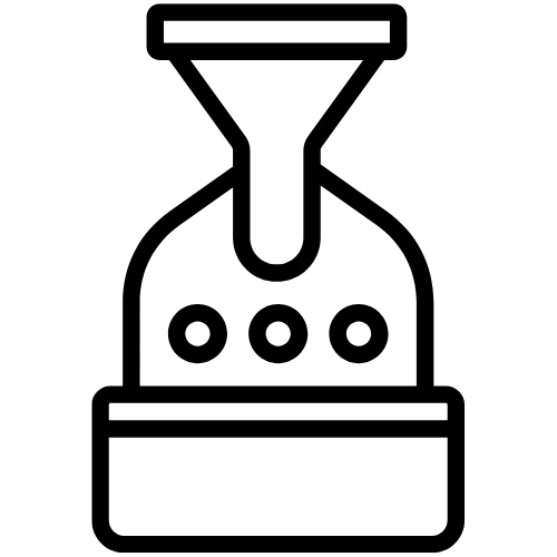 Simplified coffee roasting machine icon with three control knobs.