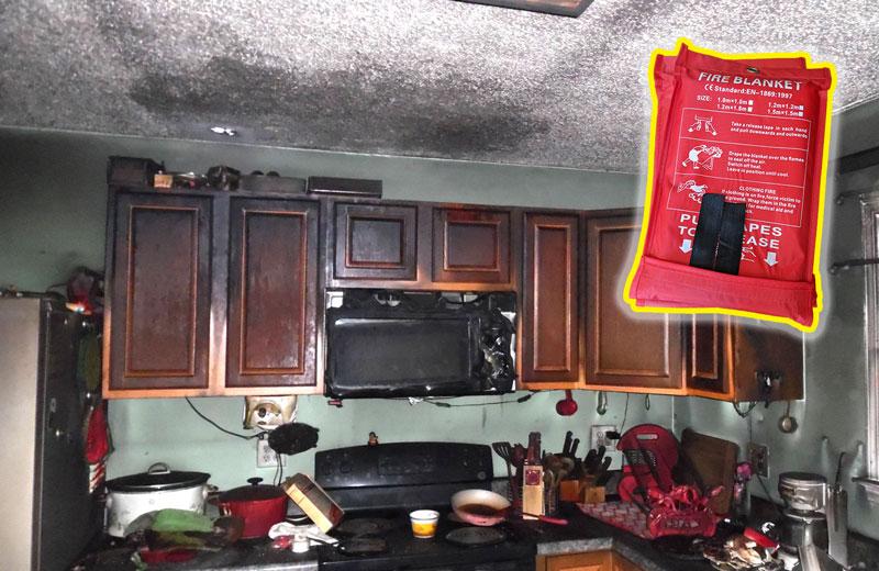 Kitchen Fire with Fire Blanket