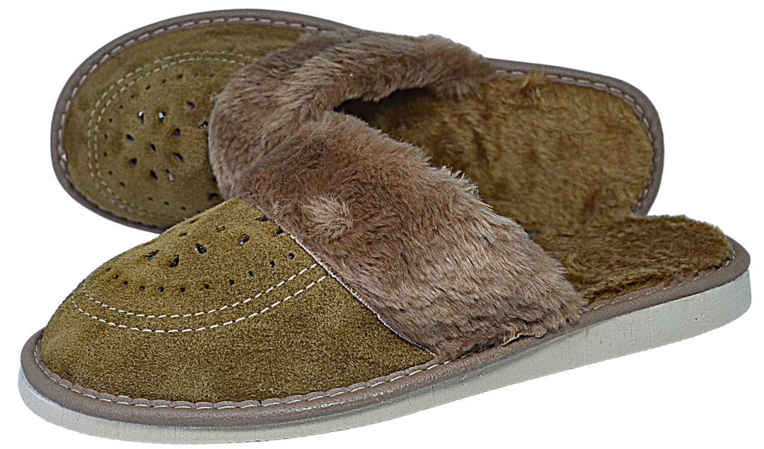 Melia - Women suede wool slippers - Reindeer Leather