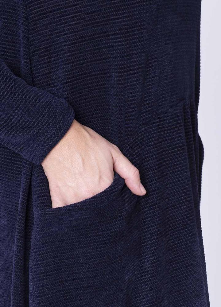 Velour Pocket Dress in navy