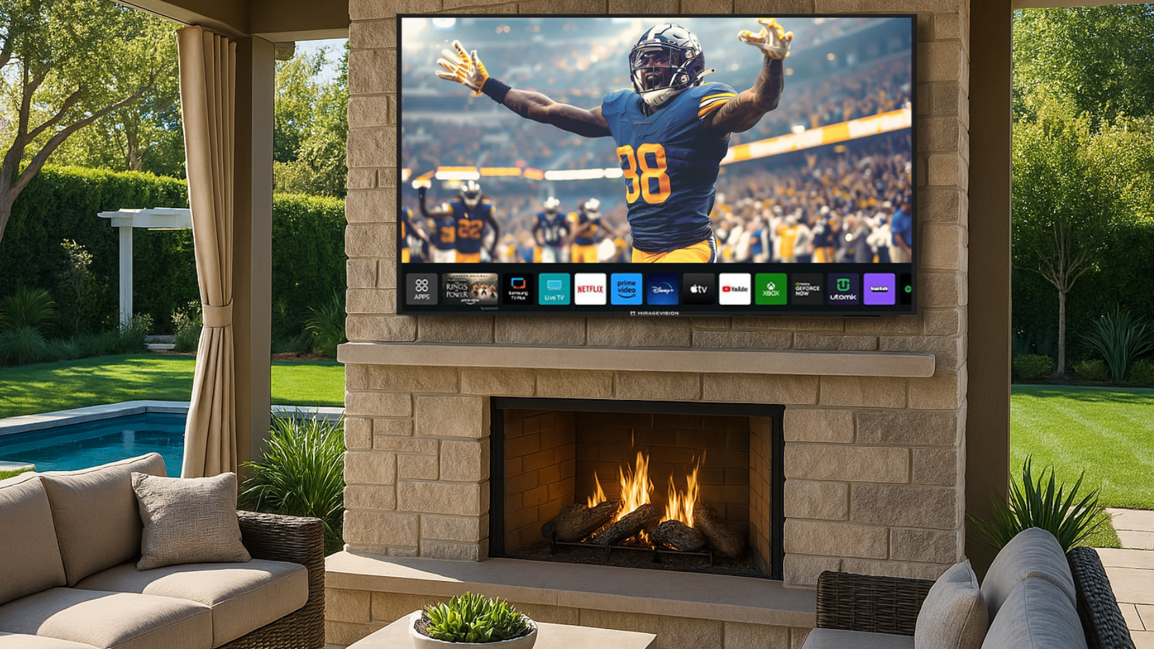 MirageVision Outdoor TV in Luxury Backyard