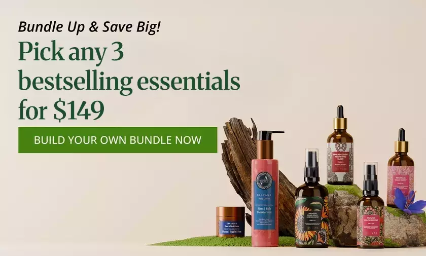Bundle up and save big | Pick any 3 bestselling essentials for $99 | Mix and match your must-haves for the ultimate Ayurvedic glow. Build your bundle now! Mobile