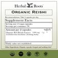 organic reishi mushroom supplement facts. 1,000 milligram organic red reishi extract (fruiting body). Other ingredients: organic capsules (vegan) and nothing else! Serving size: 2 vegan capsules. Servings per container: 30