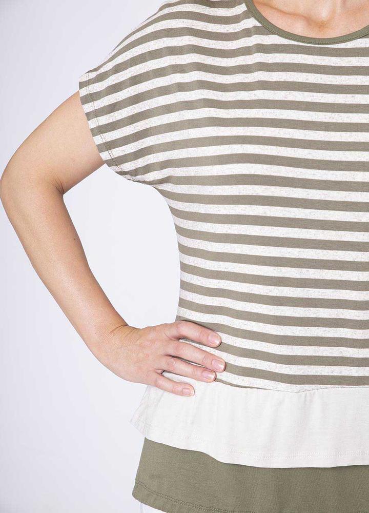 Stripe Tie Back Top Khaki
