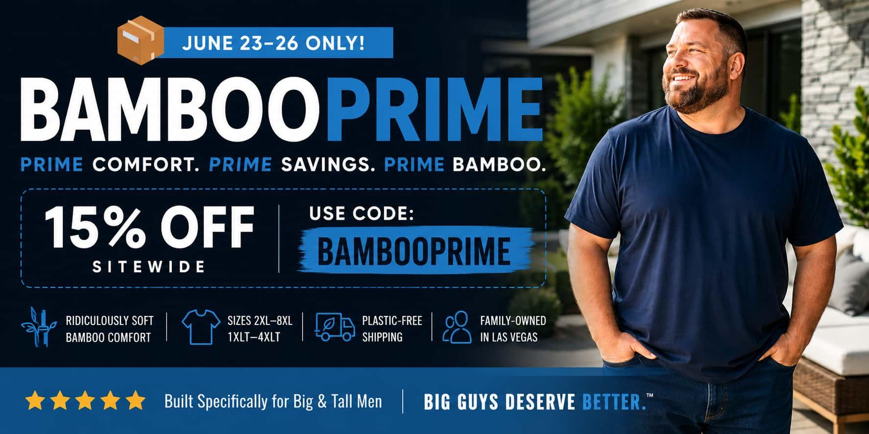 Score Big & Tall Bamboo Viscose Tees — Now with an Extra 15% Off Sitewide with Coupon BAMBOOPRIME!
