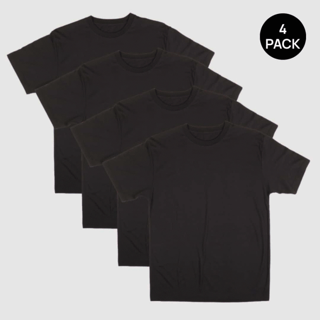 Men's Crew Neck Bamboo T-Shirts 4-Pack Bundles Sizes Small-8XL