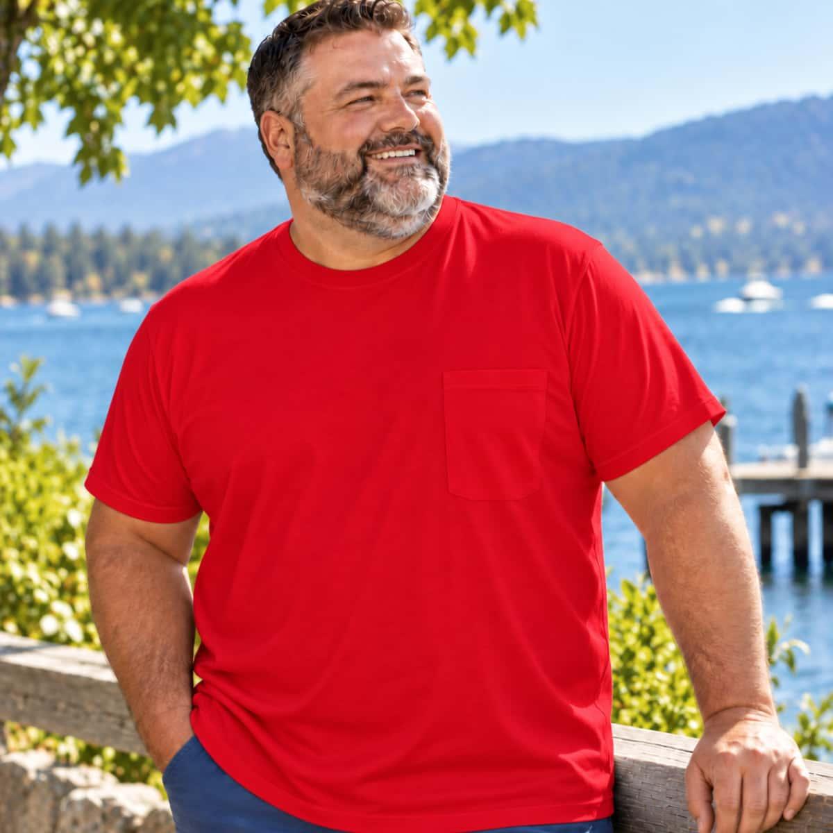 Men's Candy Apple Red Pocket Crew Bamboo Viscose T-Shirts