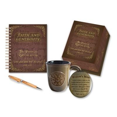 Man of Faith and generosity gift box image of spiral journal, mug, pen, box